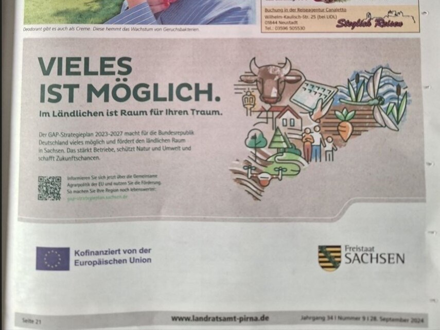 Anzeige im Landkreisblatt veröffentlicht