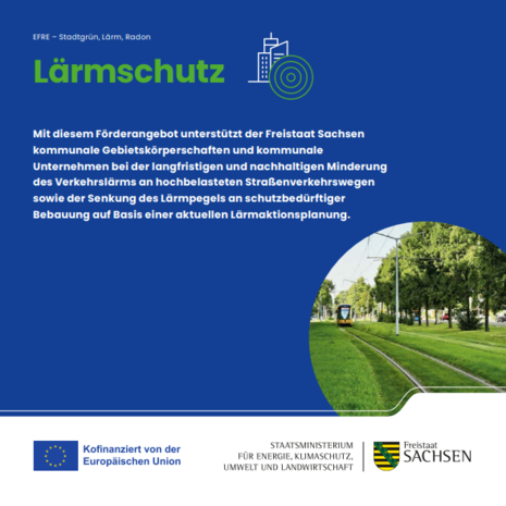 Flyer Förderrichtlinie Stadtgrün, Lärm, Radon/2023 Förderbereich Lärm