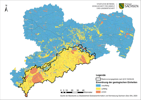 Karte Radonvorkommen in Sachsen