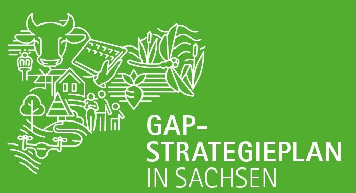 Das Bild stellt das Initialzeichen für die ELER-Förderung in Sachsen dar (Abbildungen für die einzelnen Förderbereiche im Umriss des Freistaates Sachsen)